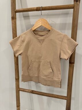 Little Bipsy Short-Sleeve Pocket Sweatshirt - Tan